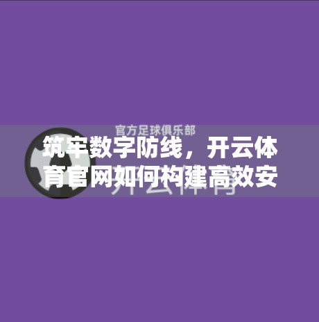 筑牢数字防线，开云体育官网如何构建高效安全运营体系？