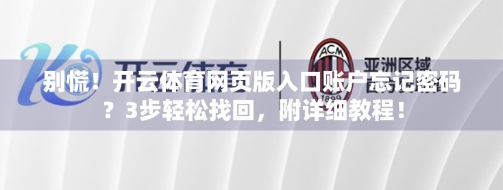 别慌！开云体育网页版入口账户忘记密码？3步轻松找回，附详细教程！